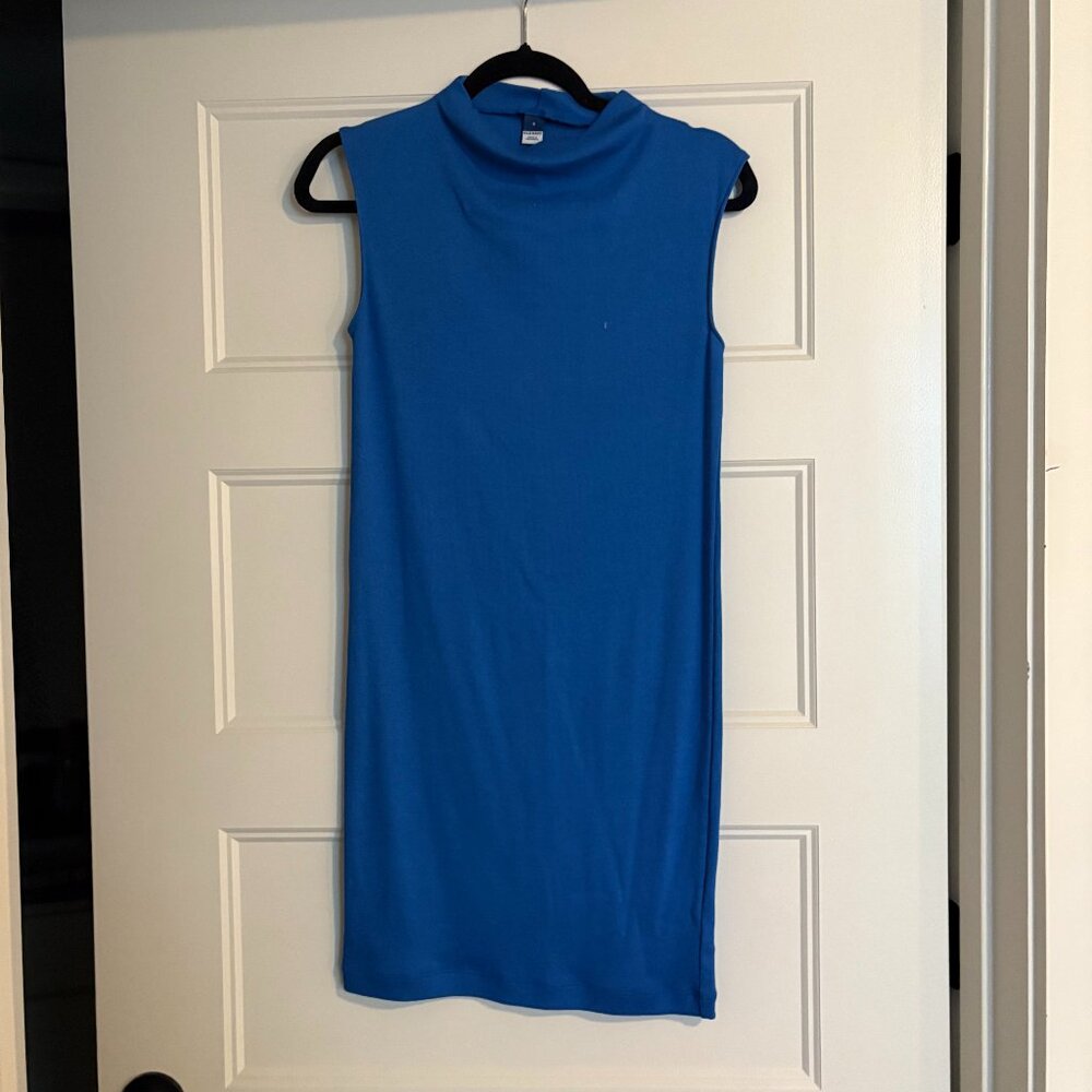 NW0T OLD NAVY Blue Sleeveless Knit Mini Dress with Mock Neck | Size M
